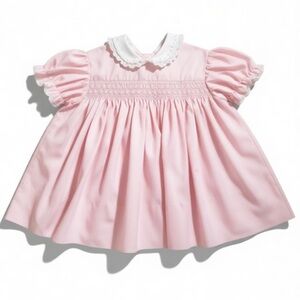 VINTAGE Pink Dress with Lace Peter Pan Collar